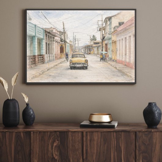 Colorful Colonial City Art Print Wall Poster