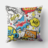 Colorful Comic Pop Art Speech Bubble Pattern Kissen (Rückseite)