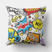 Colorful Comic Pop Art Speech Bubble Pattern Kissen (Vorderseite)