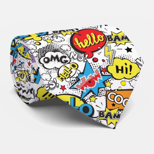 Colorful Comic Pop Art Speech Bubble Pattern Krawatte (Gerollt)