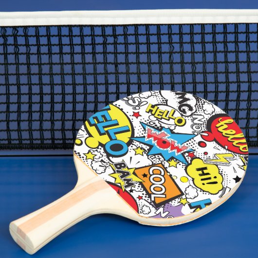 Colorful Comic Pop Art Speech Bubble Pattern Tischtennis Schläger (InSitu)