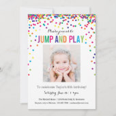 Colorful Confetti 5. Geburtstag Foto Jump Play Einladung (Vorderseite)