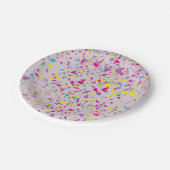 Colorful Confetti Abstrakt Grau Pappteller (Schrägansicht)