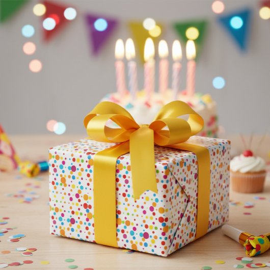 Colorful Confetti and Polka Dot Pattern Gift Wrap Geschenkpapier