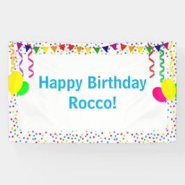 Colorful Confetti & Balloons Kids Happy Birthday  Banner