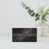 Colorful Confetti Bokeh "Black Modern" Visitenkarte (Stehend Vorderseite)