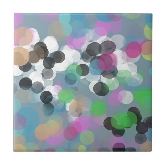 Colorful Confetti Bokeh Dots Fliese (Vorderseite)