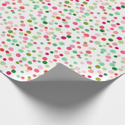 Colorful Confetti Dots Weihnachtsraenbogen Geschenkpapier (Ecke)