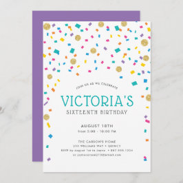 Colorful Confetti Geburtstagsparty Einladung