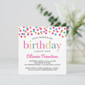 Colorful Confetti Geburtstagsparty Einladungen (Stehend Vorderseite)