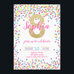 Colorful Confetti Gold Number Girl 8. Geburtstag Einladung<br><div class="desc">Colorful Confetti Gold Number Girl 8. Geburtstag</div>
