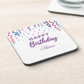 Colorful Confetti Happy Birthday Getränkeuntersetzer (Linke Seite)