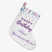 Colorful Confetti Happy Birthday Großer Weihnachtsstrumpf (Vorderansicht (hängend))