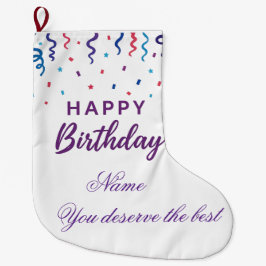 Colorful Confetti Happy Birthday Großer Weihnachtsstrumpf