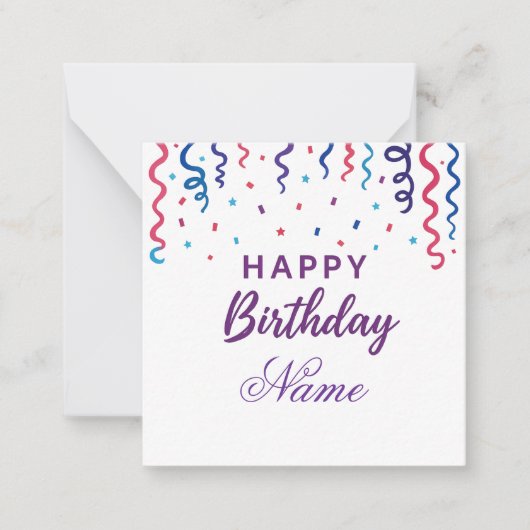 Colorful Confetti Happy Birthday Mitteilungskarte (Vorderseite)