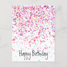 Colorful Confetti Happy Birthday Pink