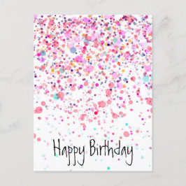 Colorful Confetti Happy Birthday Pink Postkarte