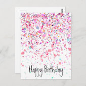 Colorful Confetti Happy Birthday Pink Postkarte (Vorne/Hinten)