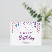 Colorful Confetti Happy Birthday Postkarte (Stehend Vorderseite)