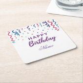 Colorful Confetti Happy Birthday Rechteckiger Pappuntersetzer (angewinkelt)