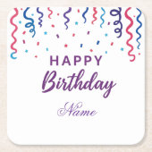 Colorful Confetti Happy Birthday Rechteckiger Pappuntersetzer (Vorderseite)