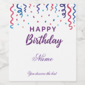 Colorful Confetti Happy Birthday Weinetikett (Einzelnes Label)
