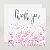 Colorful Confetti Happy Pink Dankeskarte (Vorne/Hinten)
