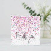 Colorful Confetti Happy Pink Dankeskarte (Stehend Vorderseite)
