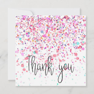 Colorful Confetti Happy Pink Dankeskarte