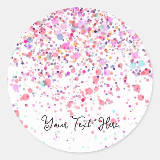 Colorful Confetti Happy Pink Runder Aufkleber (Vorderseite)