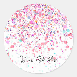 Colorful Confetti Happy Pink Runder Aufkleber