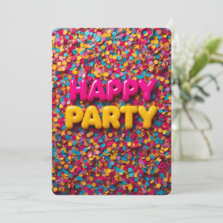 Colorful Confetti Kids Birthday Invitation Fun Par Einladung