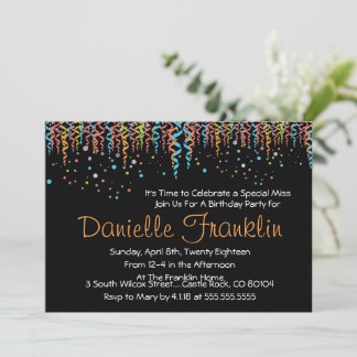 Colorful Confetti Party Einladung