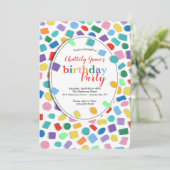 Colorful Confetti Party Einladung (Stehend Vorderseite)