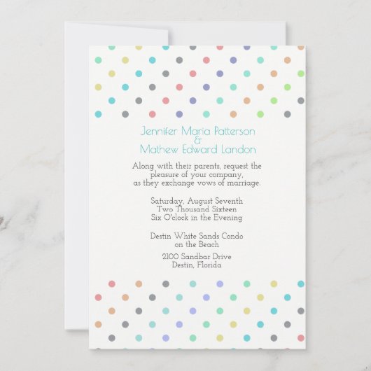 Colorful Confetti Polka Dot Wedding Einladung (Vorderseite)