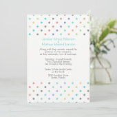 Colorful Confetti Polka Dot Wedding Einladung (Stehend Vorderseite)