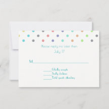 Colorful Confetti Polka Dot Wedding RSVP Card