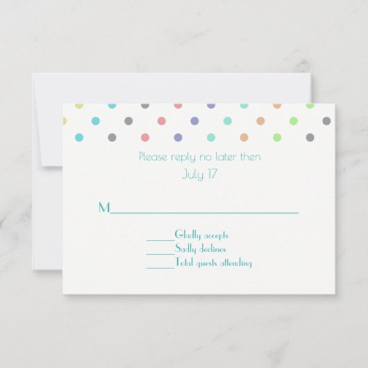Colorful Confetti Polka Dot Wedding RSVP Card Karte (Vorderseite)