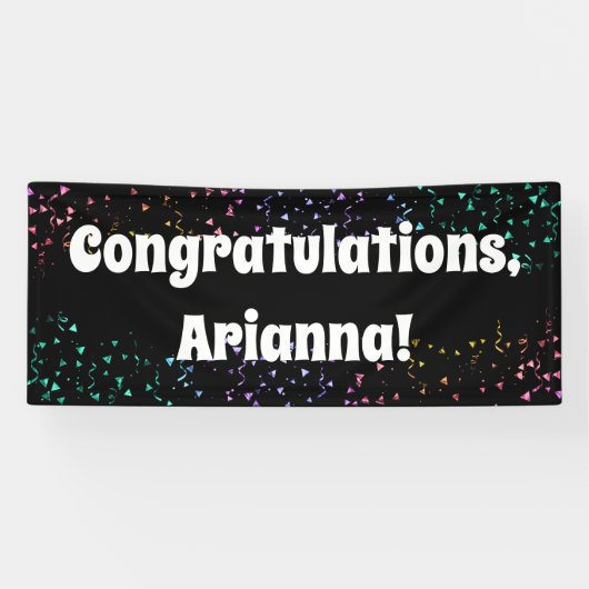 Colorful Confetti - Schwarze Glückwünsche Banner (Horizontal)