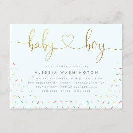 Colorful Confetti Sprinkle Gold Boy Baby Dusche Einladungspostkarte