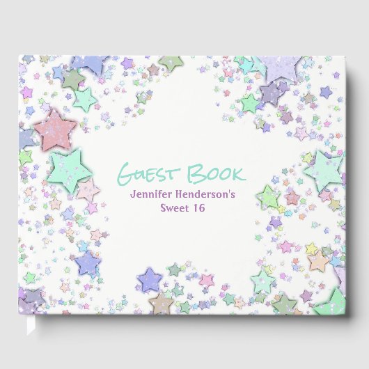 Colorful Confetti Stars Gästebuch (Vorderseite)