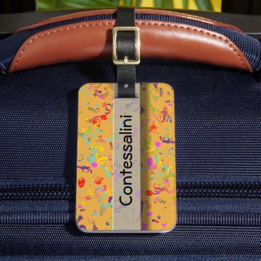 Colorful Confetti Toss Abstrakter Individuelle Nam Gepäckanhänger (Vorderseite Insitu 2)