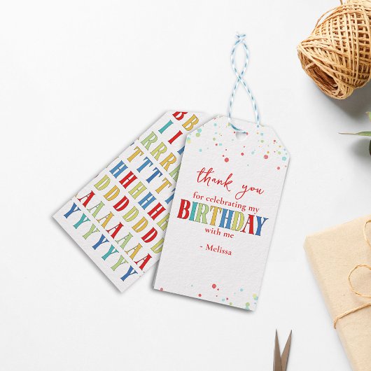 Colorful Confetti Whimsical Calligraphy Vielen Dan Geschenkanhänger