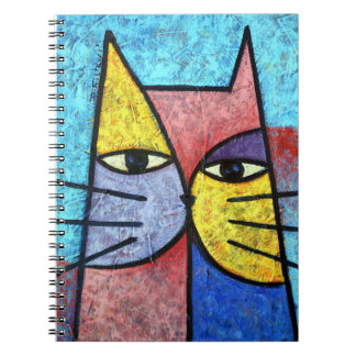 Colorful Contemporary Cubist Cat Art Notebook Notizblock