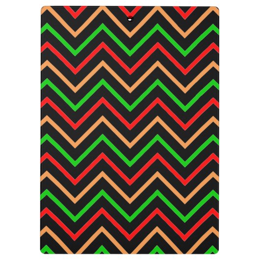 Colorful Cool Chevron on Black Monogrammed Klemmbrett (Rückseite)