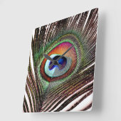 Colorful Copper Peacock Feather Quadratische Wanduhr (Winkel)