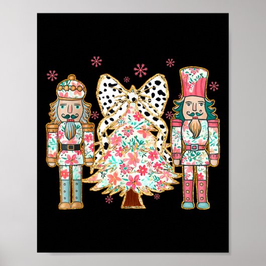 Colorful Coquette Bow Floral Nutcracker Christmas Poster (Vorne)