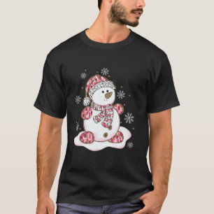 Colorful Coquette Bow Niedlich Snowman Weihnachten T-Shirt