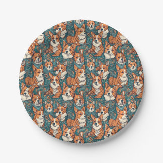 Colorful Corgi Dog Pattern - Perfect for Dog Love Pappteller