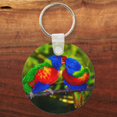 Colorful Couple of Kissing Parrots Schlüsselanhänger (Rückseite)